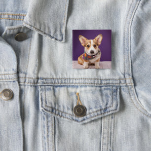 Cutest Baby Animals Halloween Corgi 15 Cm Square Badge