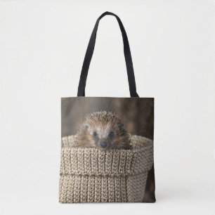 Cutest Baby Animals   Hedgehog in a Basket Tote Bag