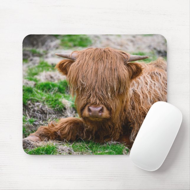 Cutest Baby Animals | Highland Cow Calf Mouse Mat (With Mouse)
