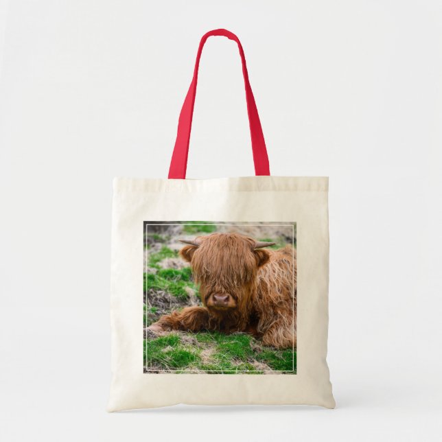 Cutest Baby Animals | Highland Cow Calf Tote Bag (Front)