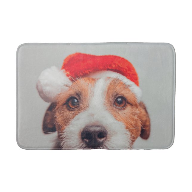 Cutest Baby Animals | Jack Russell Dog Santa Claus Bath Mat (Front)