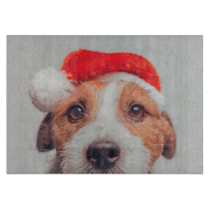 Cutest Baby Animals   Jack Russell Dog Santa Claus Cutting Board