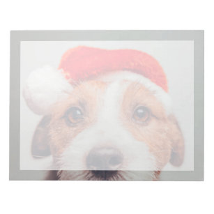 Cutest Baby Animals   Jack Russell Dog Santa Claus Notepad