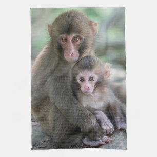Cutest Baby Animals   Japanese Monkeys Tea Towel