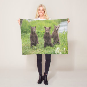 Cutest Baby Animals   Kamchatka Brown Bear Cubs Fleece Blanket