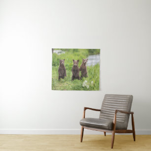 Cutest Baby Animals   Kamchatka Brown Bear Cubs Tapestry
