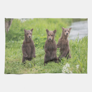 Cutest Baby Animals   Kamchatka Brown Bear Cubs Tea Towel