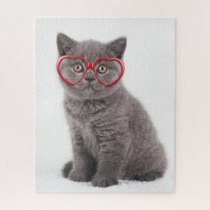 Cutest Baby Animals   Kitten Heart Glasses Jigsaw Puzzle