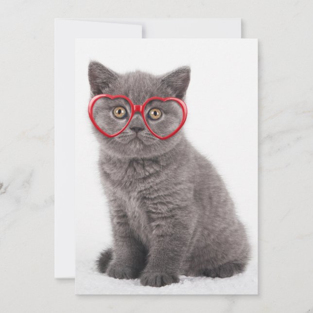 Cutest Baby Animals | Kitten Heart Glasses Thank You Card (Front)