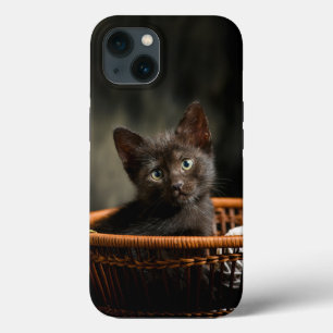 Cutest Baby Animals   Kitten in Basket iPhone 13 Case