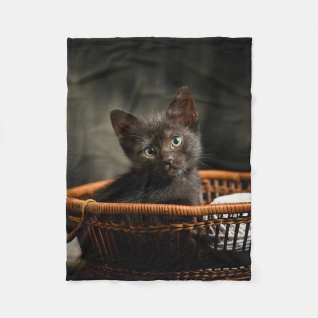 Cutest Baby Animals | Kitten in Basket Fleece Blanket (Front)