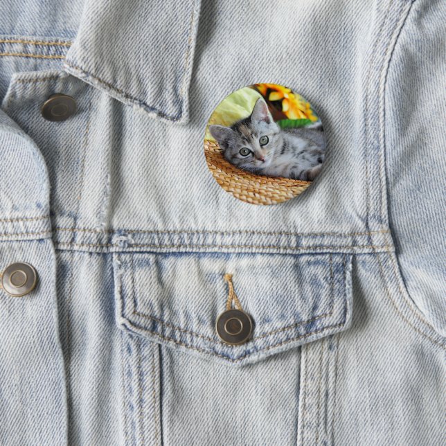 Cutest Baby Animals | Kitten Lounging 6 Cm Round Badge (In Situ)
