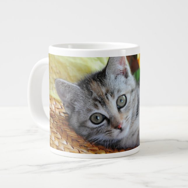 Cutest Baby Animals | Kitten Lounging Large Coffee Mug (Front Left)
