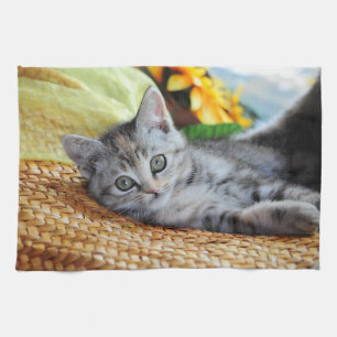Cutest Baby Animals   Kitten Lounging Tea Towel