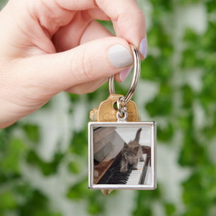 Cutest Baby Animals Kitten on Piano Key Ring
