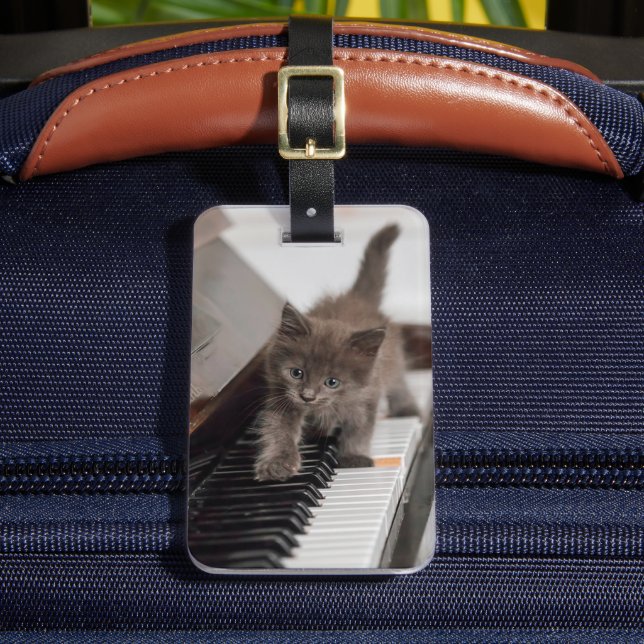 Cutest Baby Animals | Kitten on Piano Luggage Tag (Front Insitu 2)