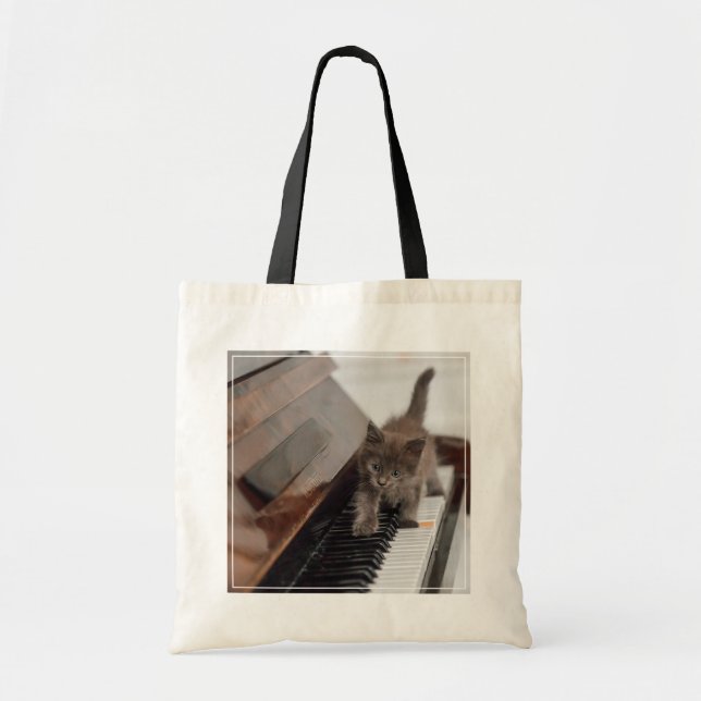 Cutest Baby Animals | Kitten on Piano Tote Bag (Front)