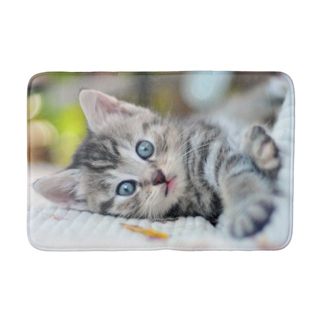 Cutest Baby Animals | Kitten With Blue Eyes Bath Mat (Front)