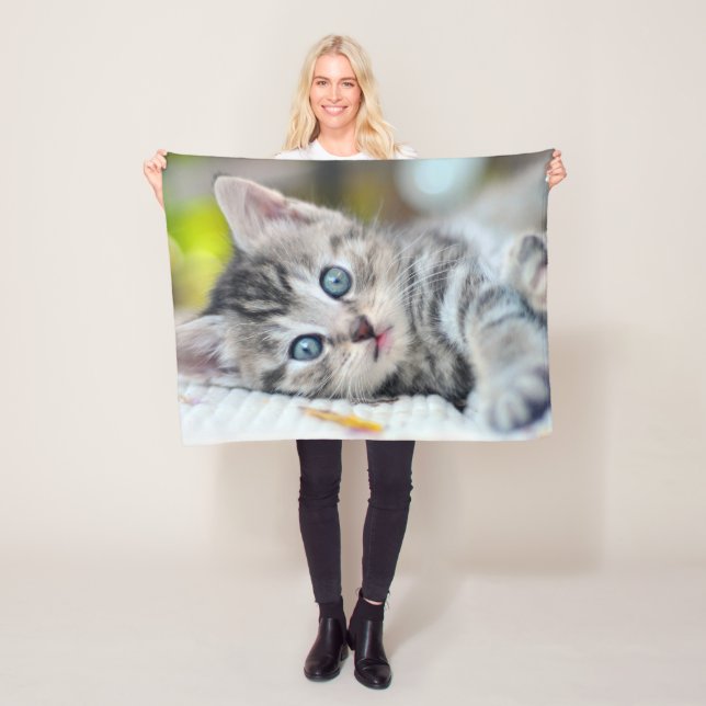 Cutest Baby Animals | Kitten With Blue Eyes Fleece Blanket (In Situ)