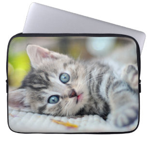 Cutest Baby Animals Kitten With Blue Eyes Laptop Sleeve