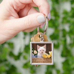 Cutest Baby Animals Kitten & Yellow Roses Key Ring