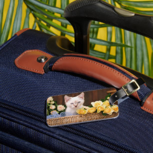 Cutest Baby Animals Kitten & Yellow Roses Luggage Tag