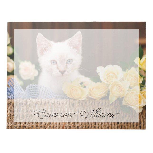 Cutest Baby Animals | Kitten & Yellow Roses Notepad (Front)