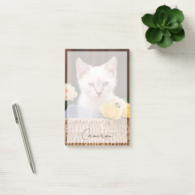 Cutest Baby Animals | Kitten & Yellow Roses Post-it Notes (Office)