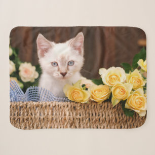 Cutest Baby Animals   Kitten & Yellow Roses Sherpa Blanket
