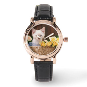 Cutest Baby Animals Kitten & Yellow Roses Watch