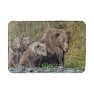 Cutest Baby Animals   Kodiak Mama Bear & Cubs Bath Mat