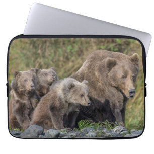 Cutest Baby Animals Kodiak Mama Bear & Cubs Laptop Sleeve