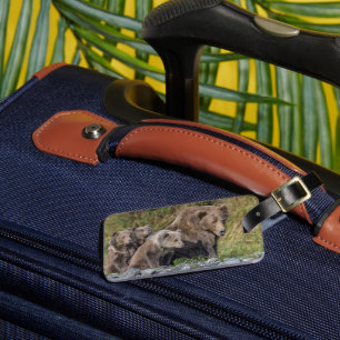 Cutest Baby Animals   Kodiak Mama Bear & Cubs Luggage Tag