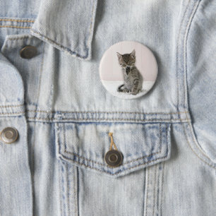 Cutest Baby Animals Licking Tabby Kitten 6 Cm Round Badge