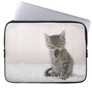 Cutest Baby Animals Licking Tabby Kitten Laptop Sleeve