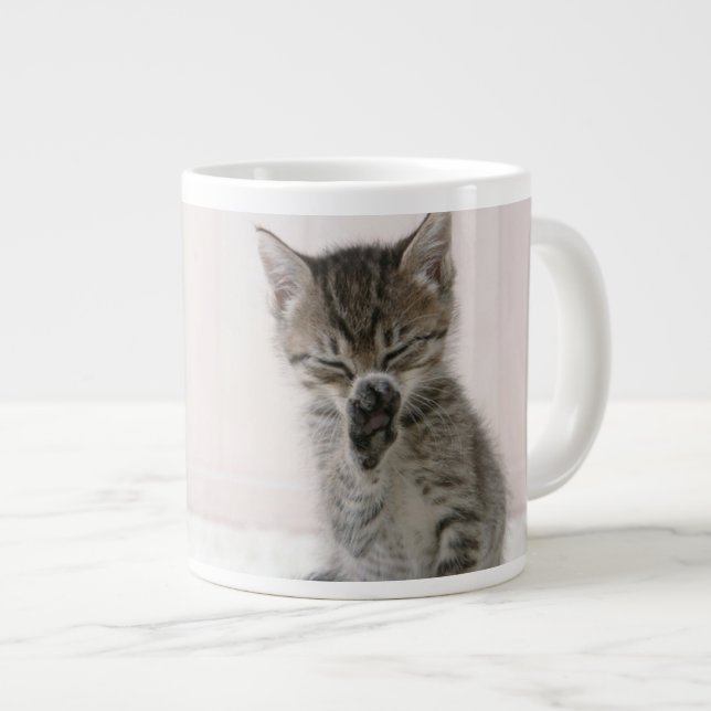 Cutest Baby Animals | Licking Tabby Kitten Large Coffee Mug (Front Right)