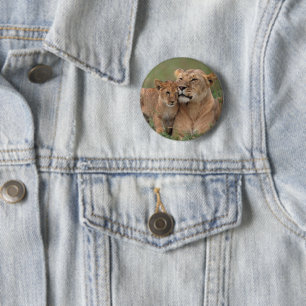 Cutest Baby Animals Lion Cub & Mother 6 Cm Round Badge