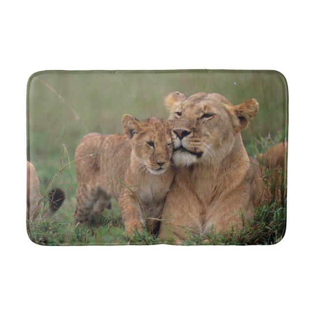 Cutest Baby Animals | Lion Cub & Mother Bath Mat (Front)