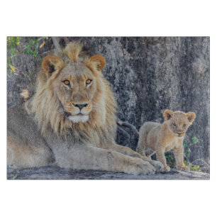 Cutest Baby Animals   Lion Dad & Cub Cutting Board