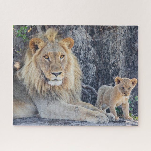 Cutest Baby Animals | Lion Dad & Cub Jigsaw Puzzle (Horizontal)