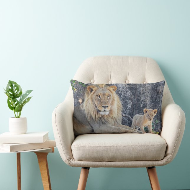 Cutest Baby Animals | Lion Dad & Cub Lumbar Cushion (Chair)
