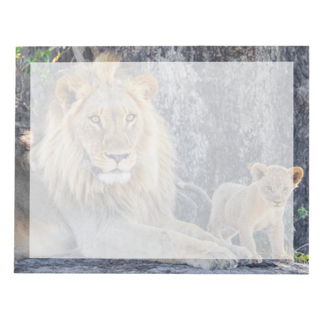 Cutest Baby Animals | Lion Dad & Cub Notepad (Front)
