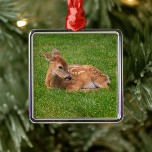 Cutest Baby Animals Little Fawn Metal Tree Decoration