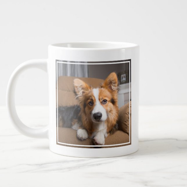 Cutest Baby Animals | Long Hair Corgi Puppy Large Coffee Mug (Left)