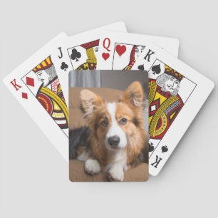 Cutest Baby Animals   Long Hair Corgi Puppy Playing Cards