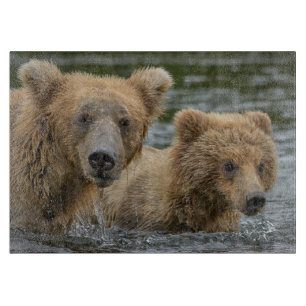 Cutest Baby Animals Mama Bear & Her Cubs Cutting Board