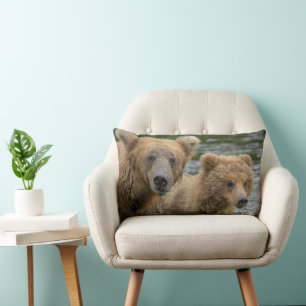 Cutest Baby Animals   Mama Bear & Her Cubs Lumbar Cushion