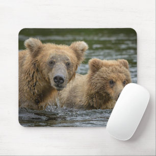 Cutest Baby Animals   Mama Bear & Her Cubs Mouse Mat