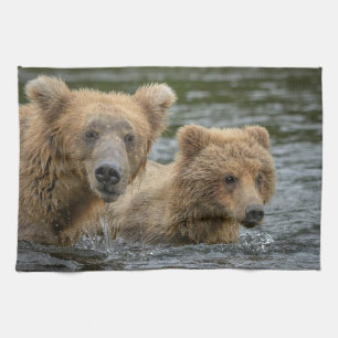 Cutest Baby Animals Mama Bear & Her Cubs Tea Towel