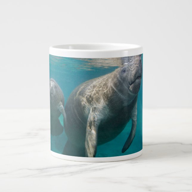 Cutest Baby Animals | Manatee & Baby Large Coffee Mug (Front)
